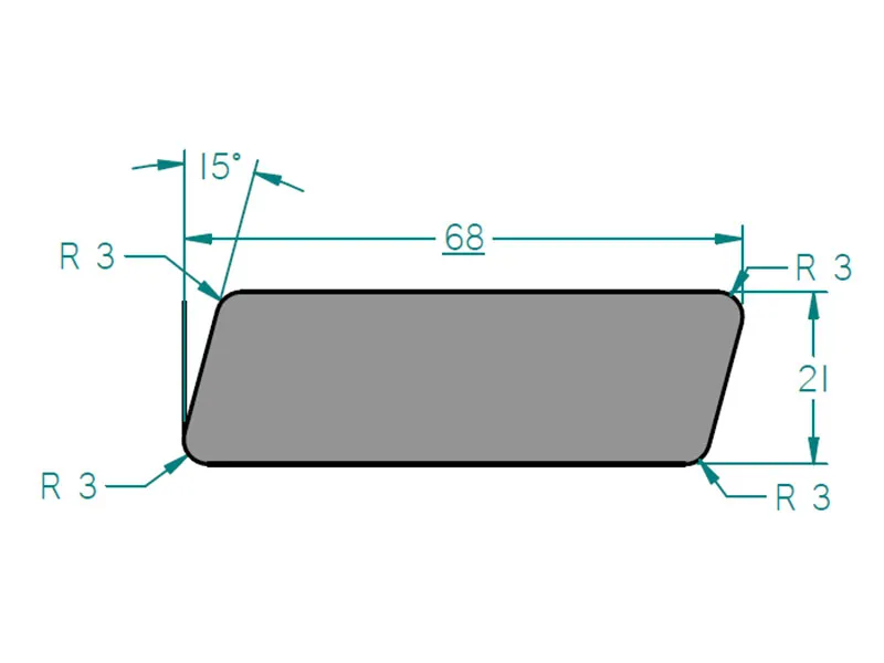 21x68mm L&auml;rche canadisch Rhomboid 15&deg;
